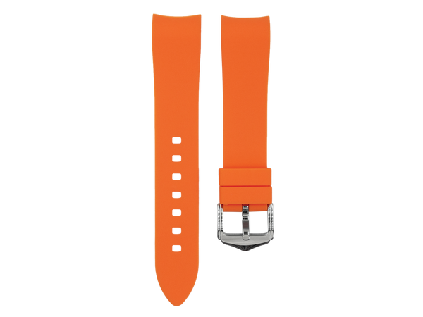 Orange Curved-Lug Silicone Watch Strap