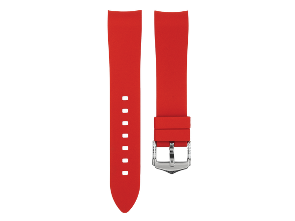 Red Curved-Lug Silicone Watch Strap